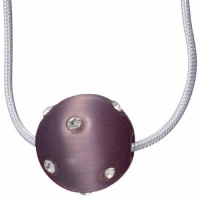 Confetti Design Simulated Diamond CZ Lavender Cats Eye Ball Pendant