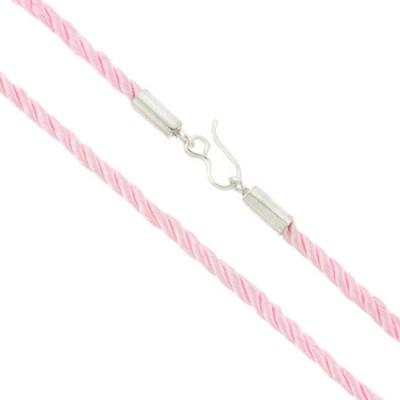 Sterling Silver Pink Silk Twisted Silk Necklace