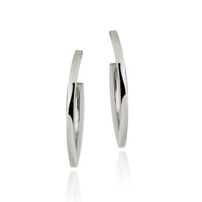 Sterling Silver Leaf Shaped Hoop Earrings