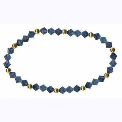 18K Gold over Sterling Silver & Midnight Blue Swarovski Elements Stretch Bracelet