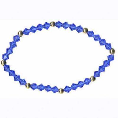18K Gold over Sterling Silver & Blue Swarovski Elements Stretch Bracelet