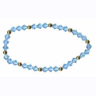 18K Gold over Sterling Silver Aqua Swarovski Elements Stretch Bracelet