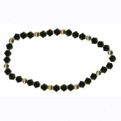 Black Swarovski Elements & 18K Gold over Sterling Silver Stretch Bracelet