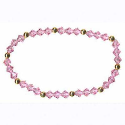 Pink Swarovski Elements & 18K Gold over Sterling Silver Stretch Bracelet