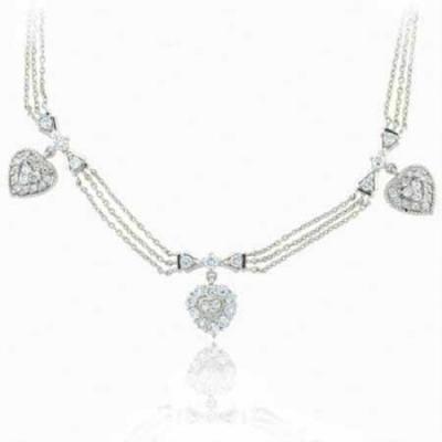 Sterling Silver Simulated Diamond CZ  Heart Necklace