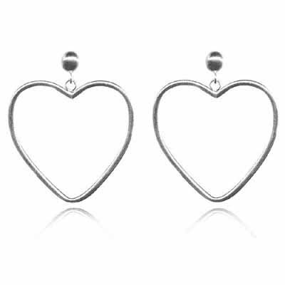 Sterling Silver Heart Hoop Earrings