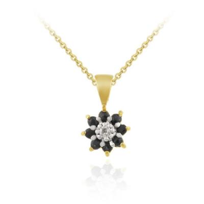 18K Gold over Sterling Silver Sapphire Diamond Accent Flower Necklace