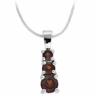 Sterling Silver Past Present and Future Genuine Garnet Pendant