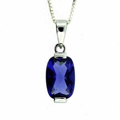 Sterling Silver Tanzanite CZ Solitaire Pendant