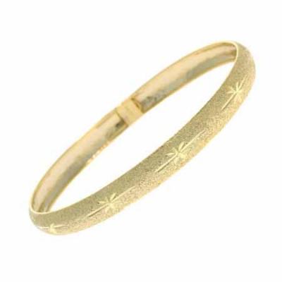 18K Gold over Sterling Silver Etched Satin Bangle Bracelet