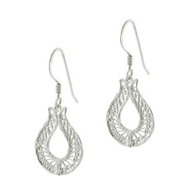 Sterling Silver Filigree Open Oval Earrings