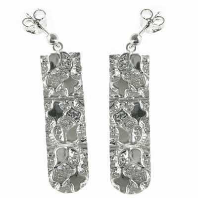 Sterling Silver Flower Design Dangle Earrings