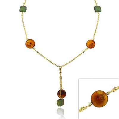 18K Gold over Sterling Silver Tri Color Freshwater Cultured Coin Pearl Lariat Necklace