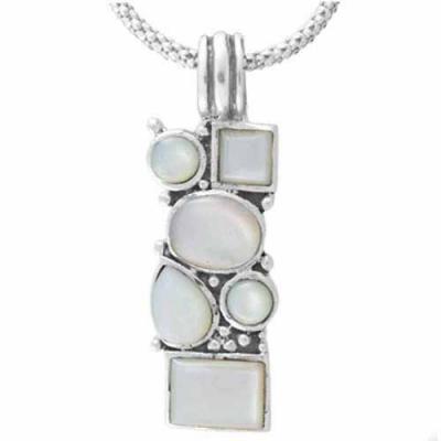 Sterling Silver Genuine Mother of Pearl Mosaic Pendant