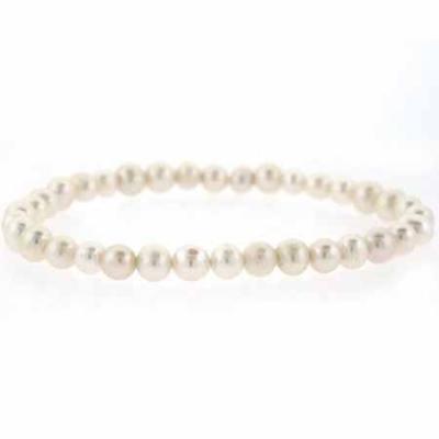 Freshwater Cultured White Pearl Stretch Bracelet
