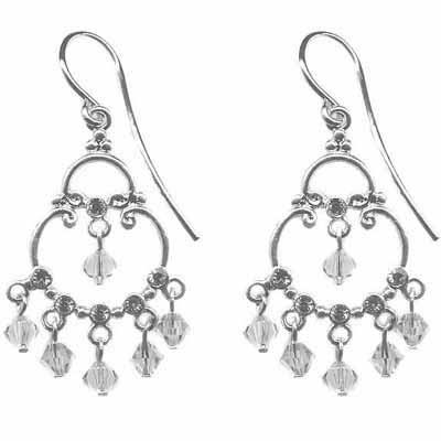 Sterling Silver CZ and Swarovski Elements Chandelier Earrings