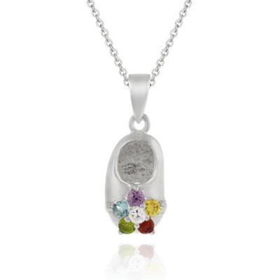 Sterling Silver Multi-Color CZ Baby Shoe Pendant