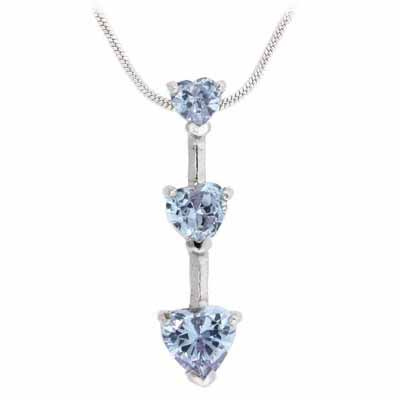 Sterling Silver Lavender Cubic Zirconia Past Present and Future Heart Pendant