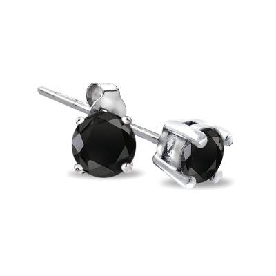 Sterling Silver 1/2 CT Black Diamond Stud Earrings