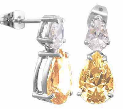 Champagne Cubic Zirconia and Simulated Diamond CZ Post earrings