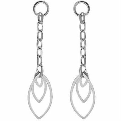 Sterling Silver Chain Dangling Leaf Earrings
