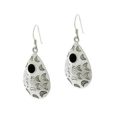 Sterling Silver Onyx Teardrop Earrings