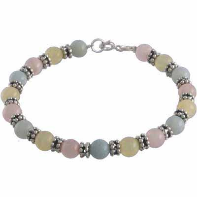 Amazonite, Aragonite, and rose Quartz Beads with Sterling Silver Bali Beads