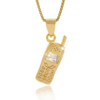 18K Gold over Sterling Silver Mini Cell Phone Pendant