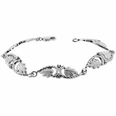 Sterling Silver Leaf and Vine Link Bracelet