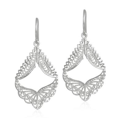 Sterling Silver Filigree Angel Wings Earrings