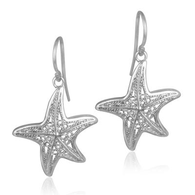 Sterling Silver Filigree Star Fish Earrings
