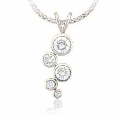 Sterling Silver Designer Bubble Simulated Diamond CZ  Pendant