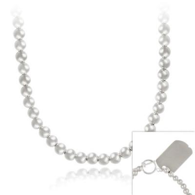 Sterling Silver Beaded Tag Toggle Necklace