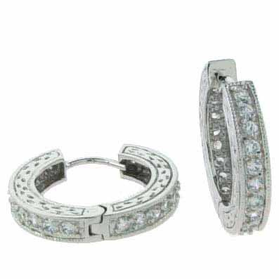 Sterling Silver CZ Hoop Earrings