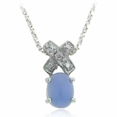 Sterling Silver X and O Chalcedony & Diamond accent Pendant