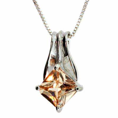 Sterling Silver Diamond shaped Champagne Pendant