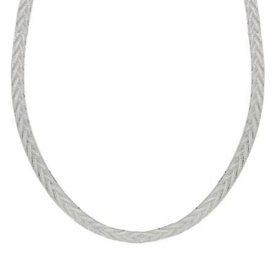 Stelring Silver Fox Tail Weave Chain Necklace Made in Italy .925