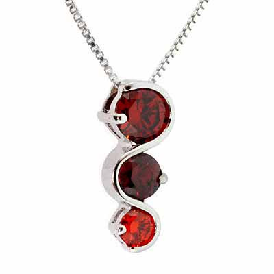 Sterling Silver Past Present and Future Red Pendant