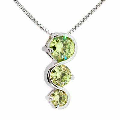 Sterling Silver Past Present and Future Light Green Pendant