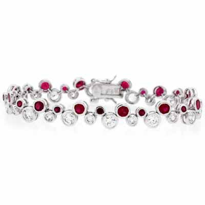 Sterling Silver Red & Clear CZ Designer Inspired Bubble Bracelet