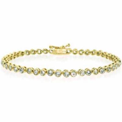 18K Gold over Sterling Silver Bezel Set CZ Tennis Bracelet