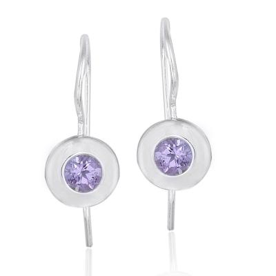 Sterling Silver Amethyst Round Drop Earrings
