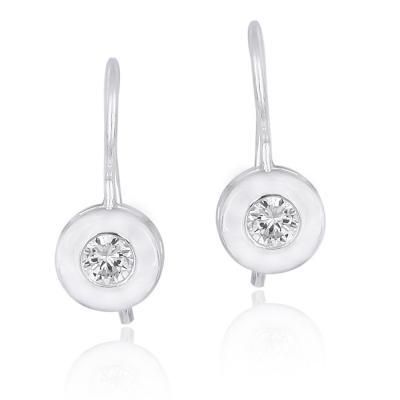 Sterling Silver CZ Round Drop Earrings