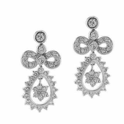 Sterling Silver CZ Bow & Teardrop Flower Earrings
