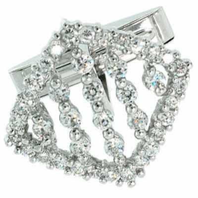 Sterling Silver Simulated Diamond CZ Diamond Shaped Cufflinks