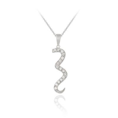Sterling Silver Swirl Simulated Diamond CZ Pendant