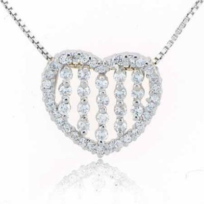 Sterling Silver Simulated Diamond CZ Heart Love Pendant
