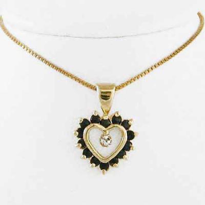18K Gold over Sterling Silver Sapphire & Diamond Accent Heart Pendant
