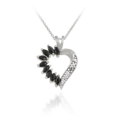 Sterling Silver 1ct Sapphire & Diamond Accent Heart Necklace