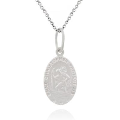 Sterling Silver Saint Christopher Oval Charm Pendant